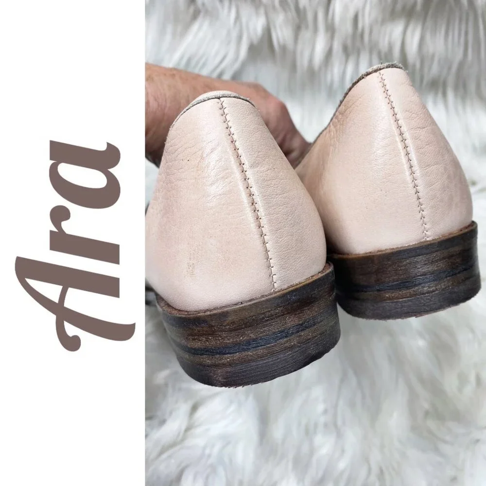 ARA KAELIN LEATHER BLUSH PINK CHAIN LINK LOAFER‎ ACADEMIA PREPPY, SIZE 6.5
